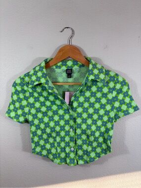 Wild Fable Croptop Button-Up Floral Print Shirt NWT